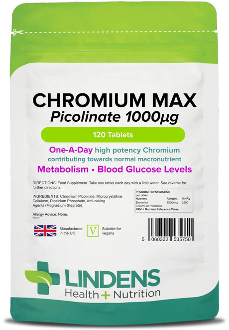 Lindens Chromium Max 1000mcg - 120 Tablets