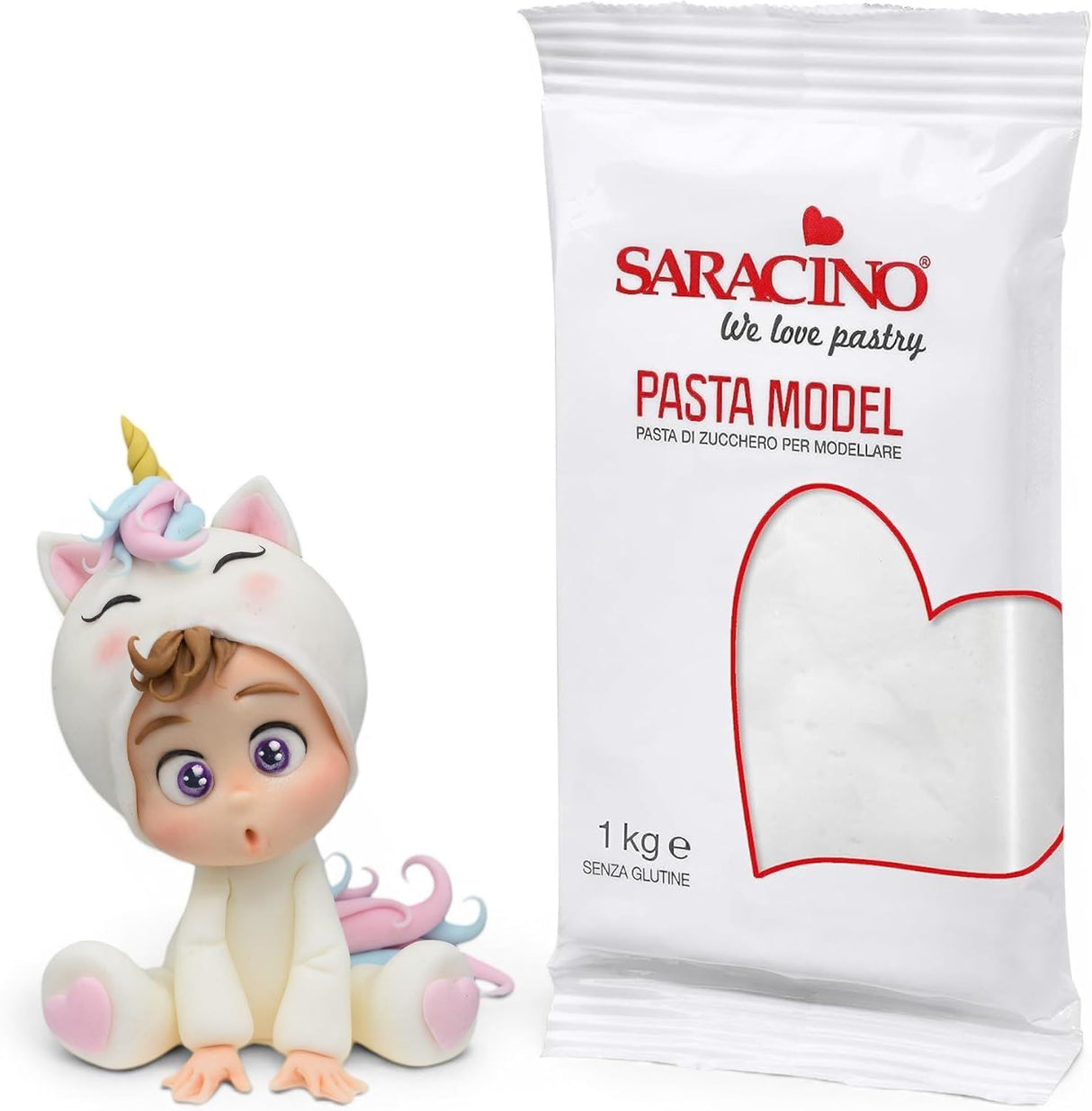 Saracino Modelling Sugar Paste Cake Decorating Gluten Free Made in Italy 1kg - White