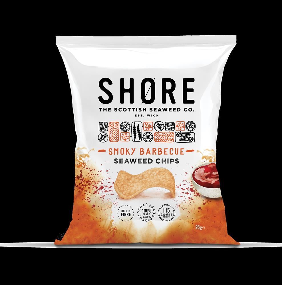 Shore Scottish Seaweed Seaweed Chips - Smoky Barbeque 25g - 6 Pack