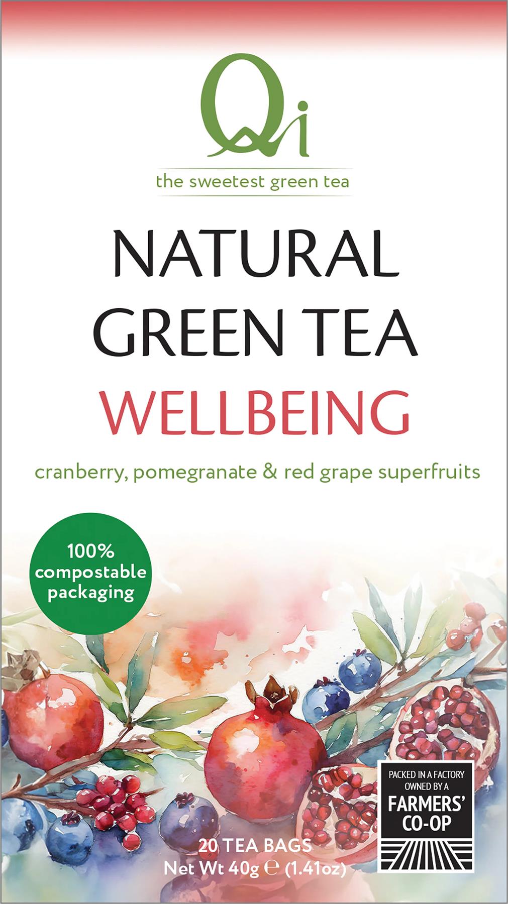 Qi Wellbeing Green Tea 40g 20 Tea bags