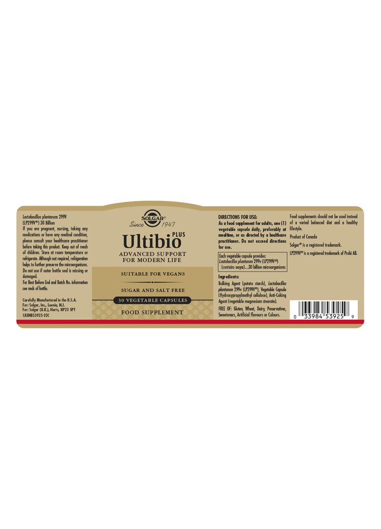 Solgar Ultibio Plus - 30 Vegicaps