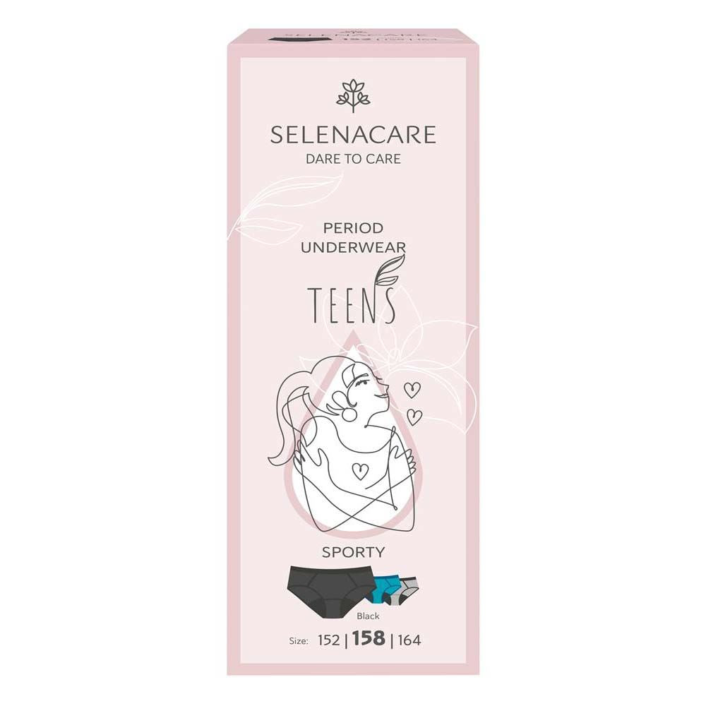 Selenacare TEENS period panties Sporty Black Size 158