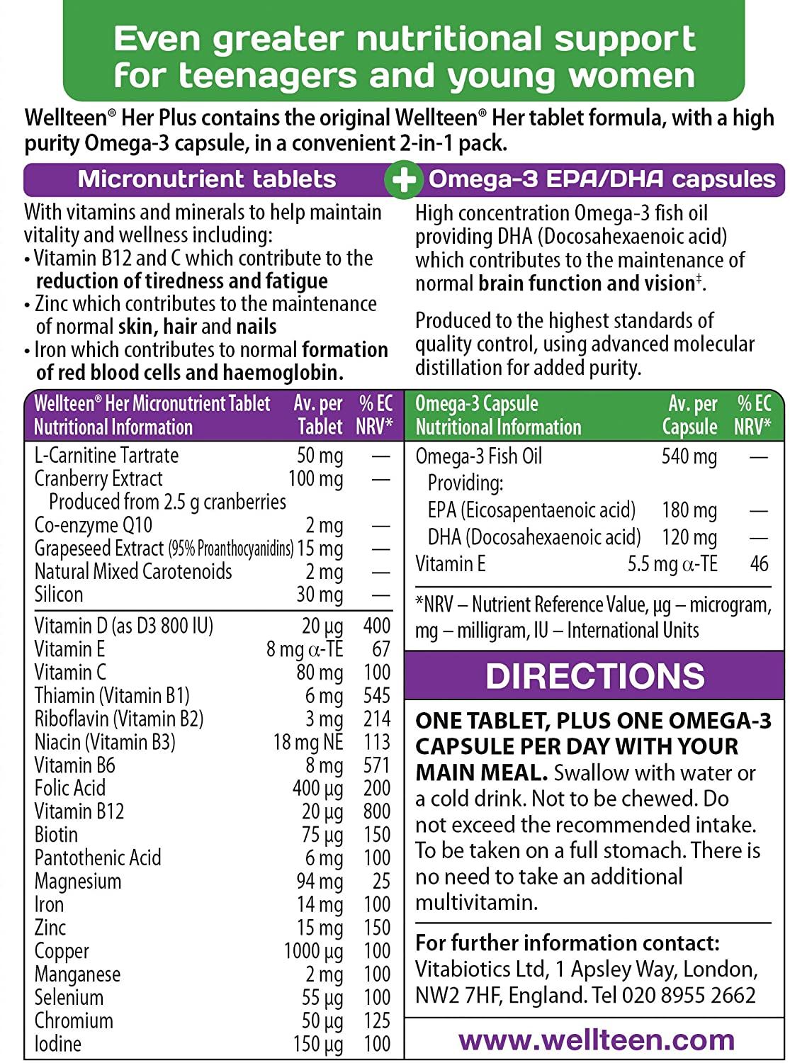 Vitabiotics Wellteen Her Plus - 28 Tablets + 28 Capsules