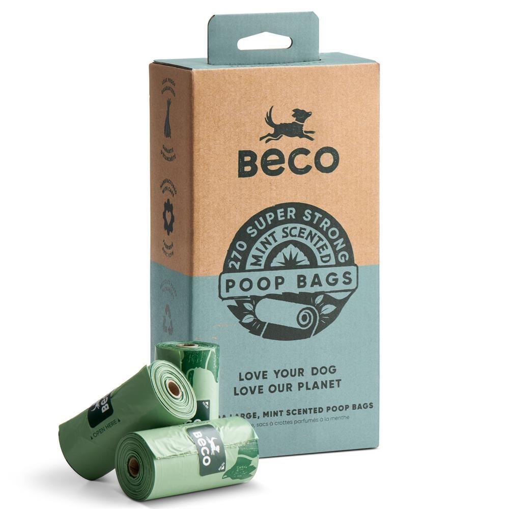 Beco Big strong leakproof poop bags with a fresh mint scent. 270bags