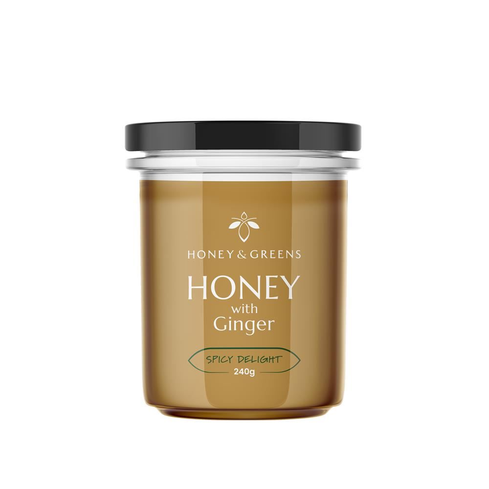 Honey and Greens  British Honey with Ginger 240g