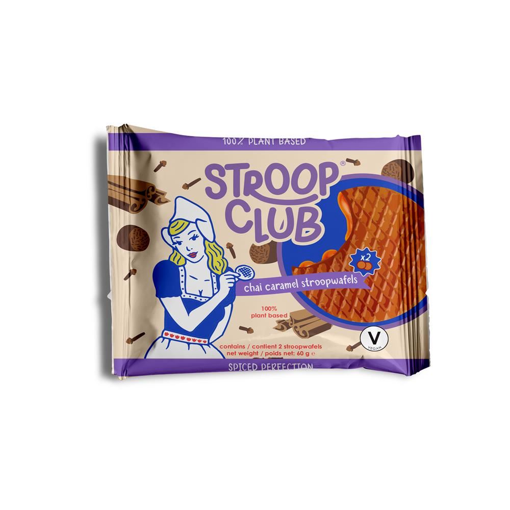 Stroop Club Plant Based Chai Caramel Stroopwafel 2-packs 60g - 12 Pack