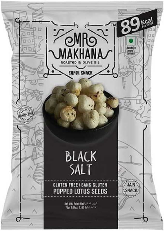 Mr Makhana Black Salt Popped Lotus Seeds 25g - 8 Pack