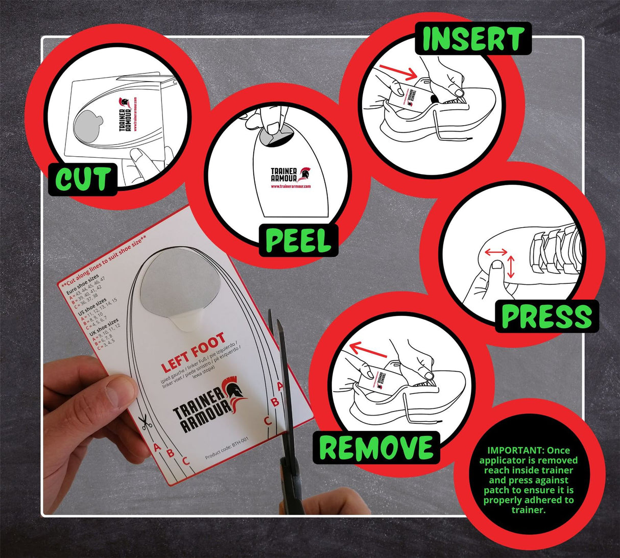 Trainer Armour Big Toe Hole & Heel Hole Preventer Patches - Black or White