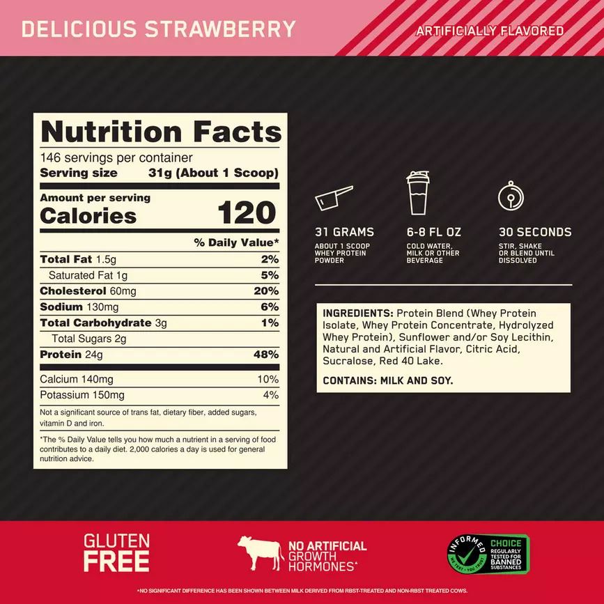 Optimum Nutrition Gold Standard 100% Whey Protein Powder - 900g/2.2kg/4.5kg