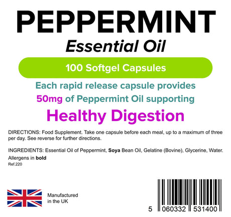 Lindens Peppermint Oil 50mg - 100 Capsules