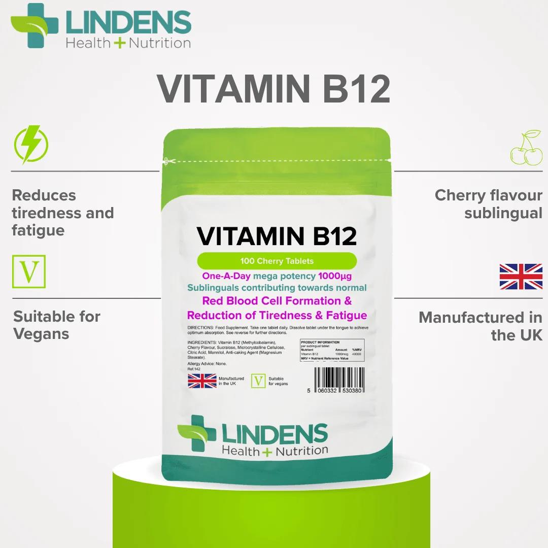 Lindens Vitamin B12 1000mcg - 100 Sublingual Tablets - image 3