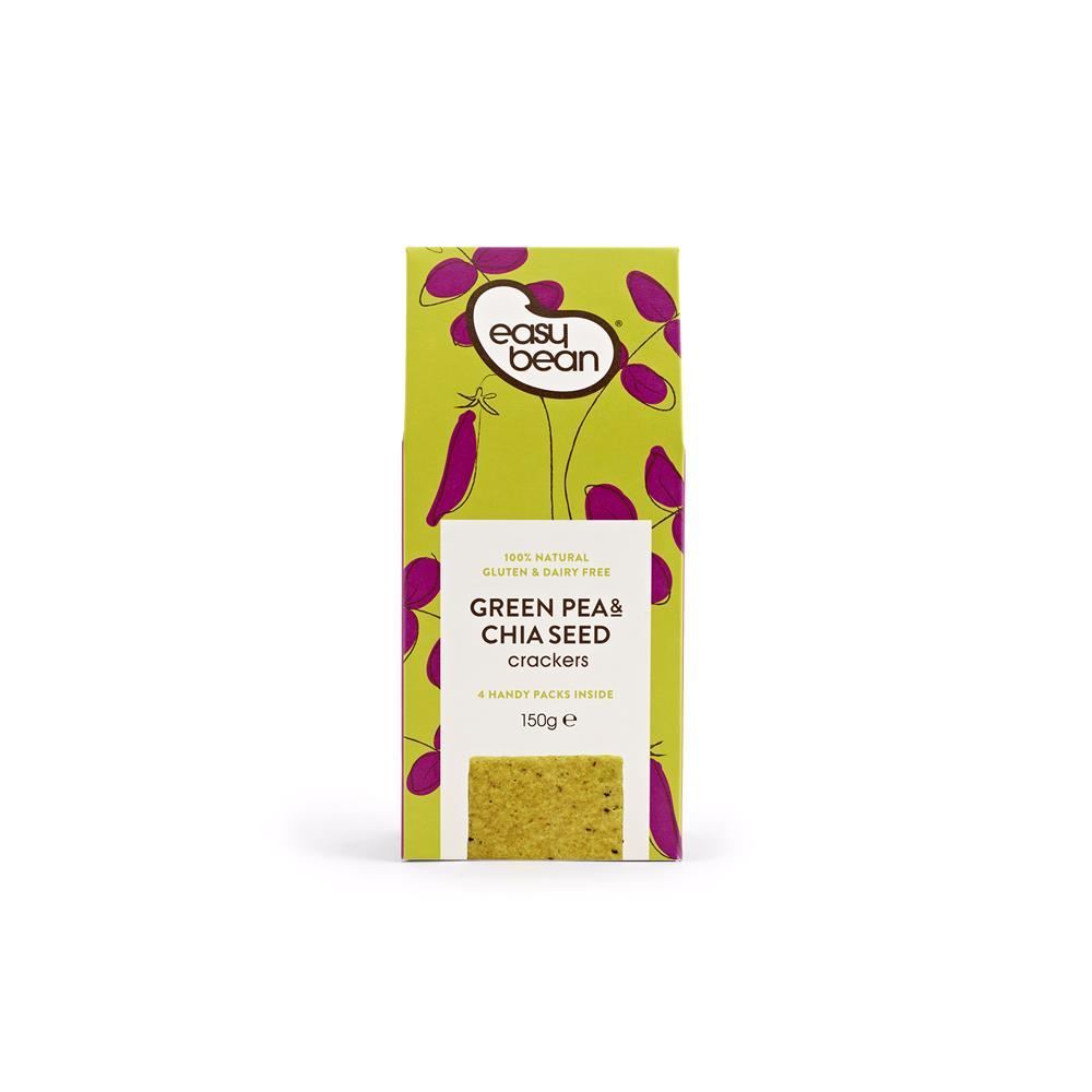 Easy Bean Green Pea & Chia Seed Crackers 150g - 8 Pack