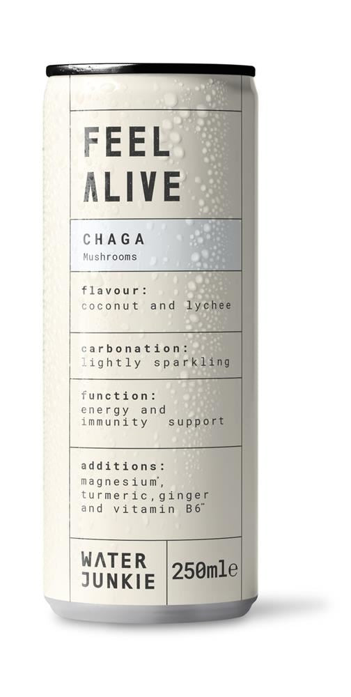 WaterJunkie Feel Alive Chaga Functional Mushroom Drink 250ml - 12 Pack