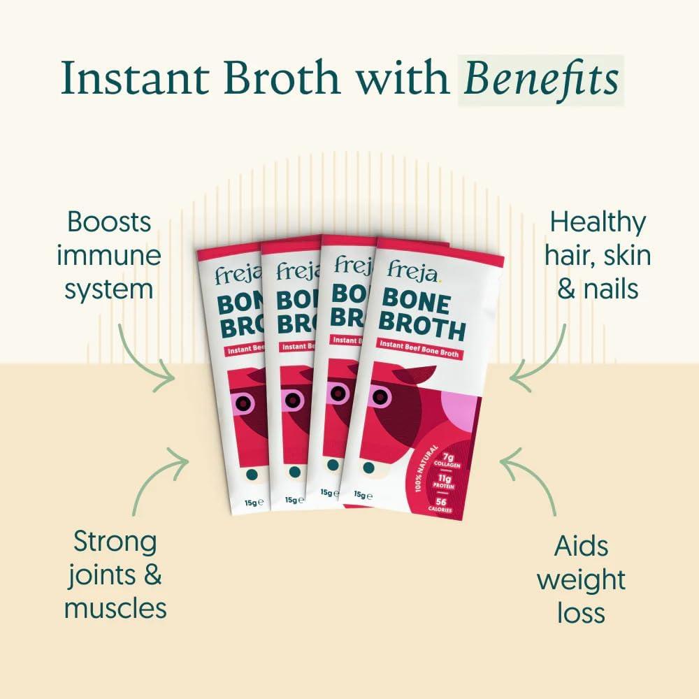 Freja Instant Bone Broth box of 4 x 15g Sachet - Beef
