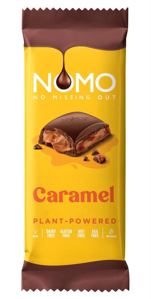 Nomo Free From Caramel Chocolate XL Block Bar 120g - 12 Pack