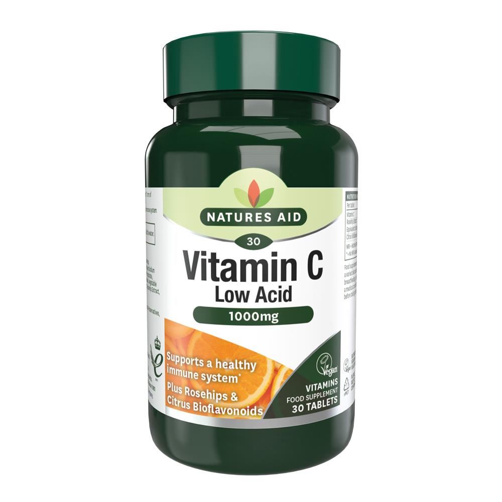 Natures Aid Vit C 1000mg Low Acid 30 Tablets