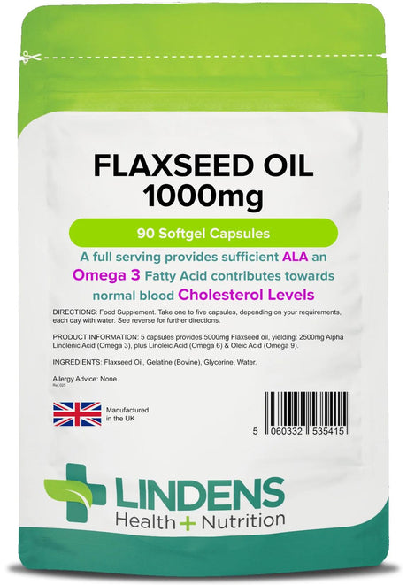 Lindens Flaxseed Oil 1000mg - 90 Capsules