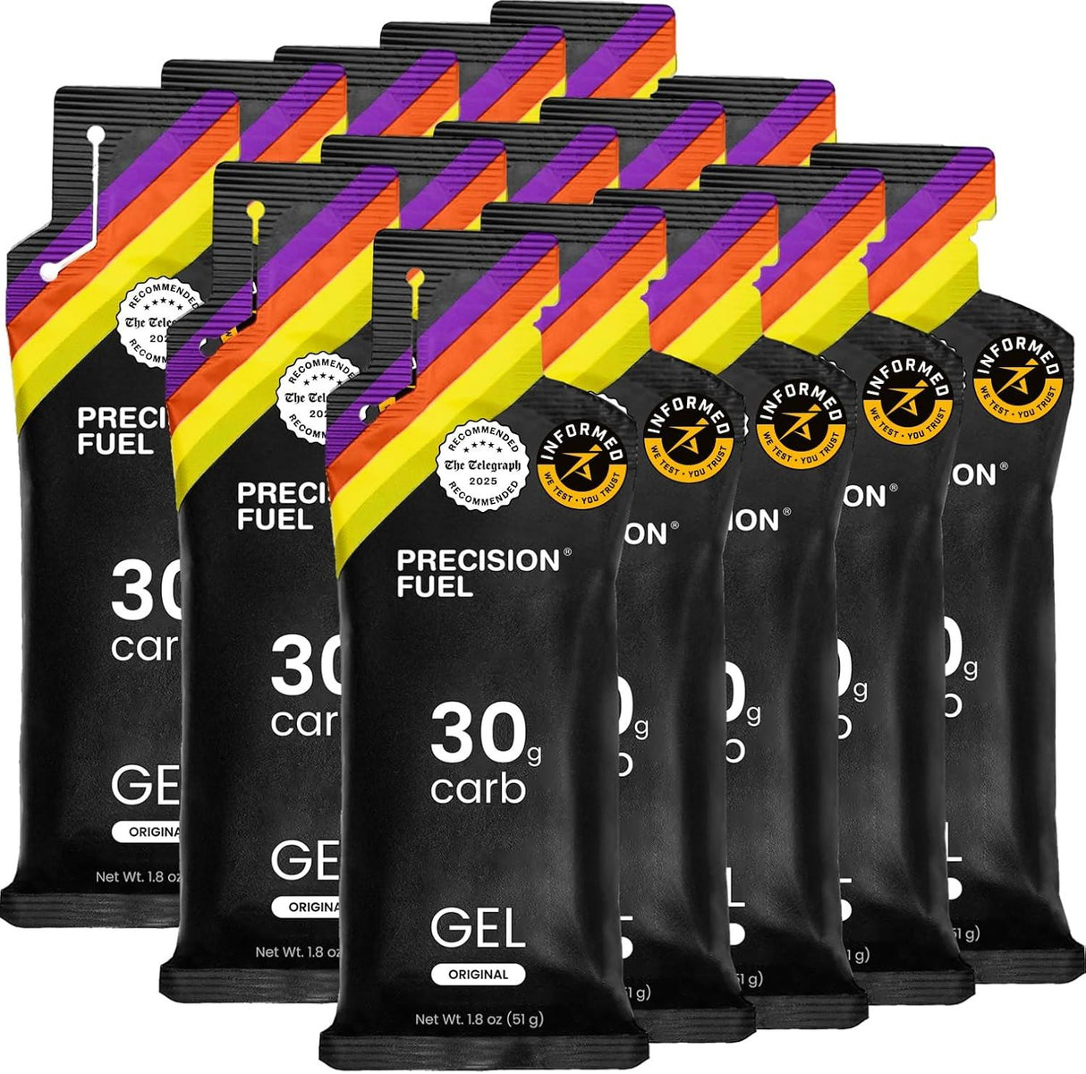 Precision Fuel PF30 Energy Gels - Mild, Neutral Flavour, 30g Carb - 15 Gels