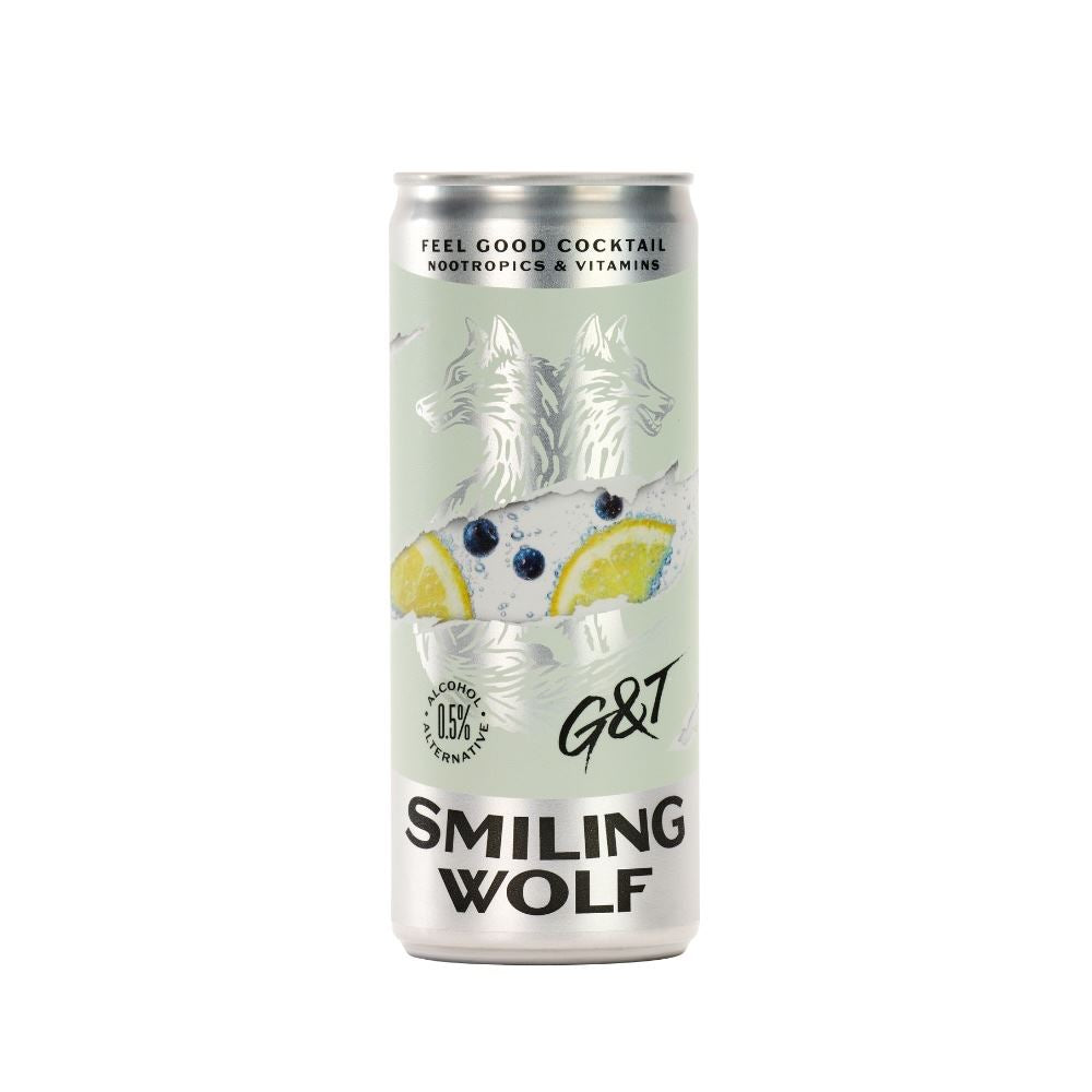 Smiling Wolf Gin & Tonic 250ml Feel Good Alcohol Alternative - 2 Pack