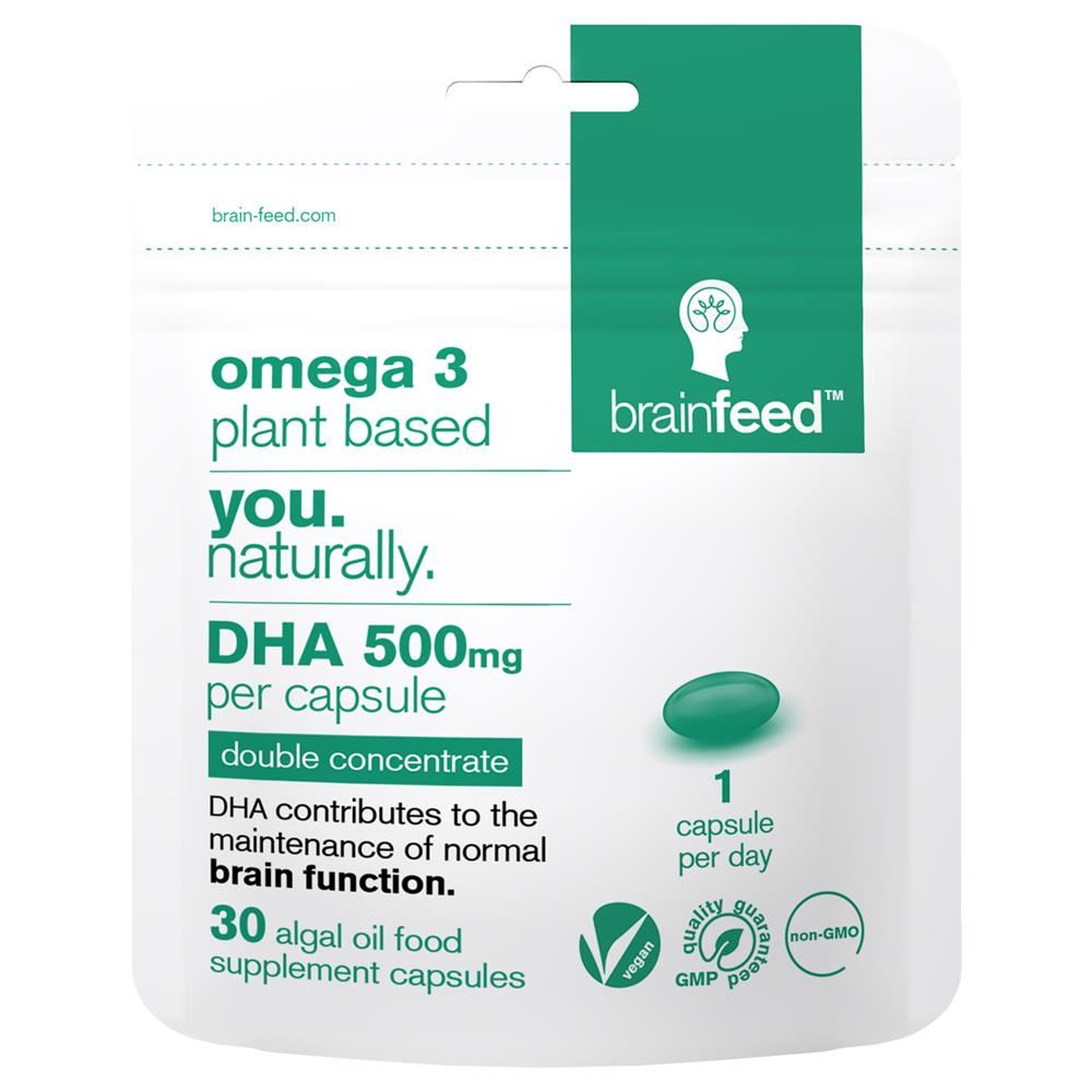 Brain Feed Omega3 Plant-based DHA 500mg 1-a-day 30 Softgels