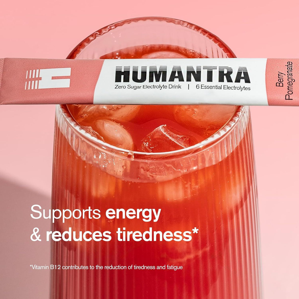 Humantra Electrolyte Powder Berry Pomegranate 20 Sachets - Hydration Drink Mix with 6 Electrolytes, Vegan, Sugar Free, Gluten Free