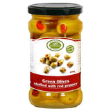 Korvel Greek Red Pepper Stuffed Olives Super Colossal 290g - 12 Pack