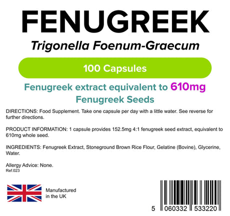 Lindens Fenugreek 610mg - 100 Capsules