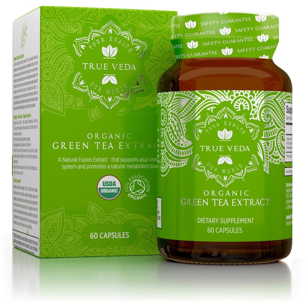 True Veda Green Tea Organic Natural Vegan Ethical Non-GMO 60 capsules