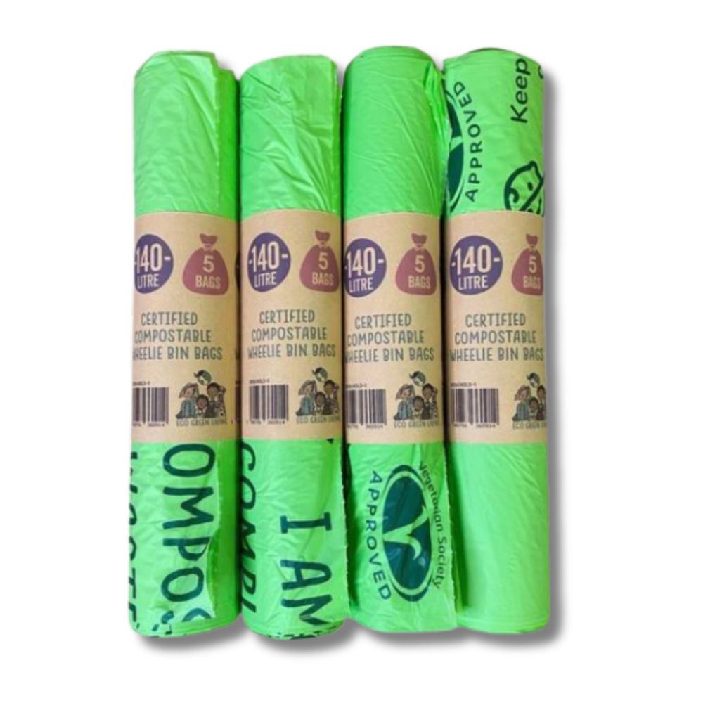 Eco Green Living 140L Compostable Waste Bags 1 Roll of 5 Bags
