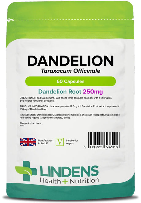 Lindens Dandelion 250mg - 60 Capsules