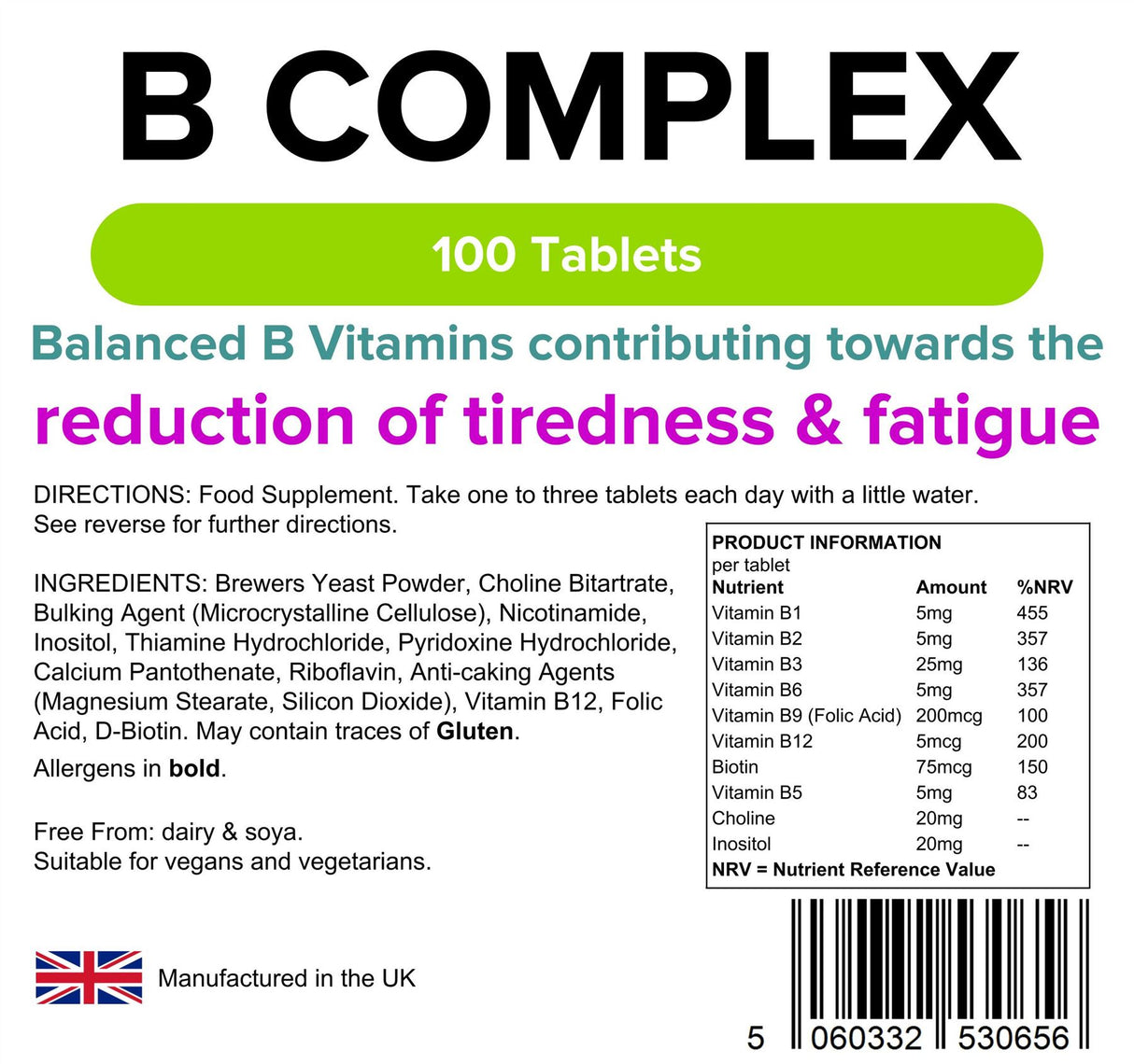Lindens Vitamin B Complex - 100 Tablets