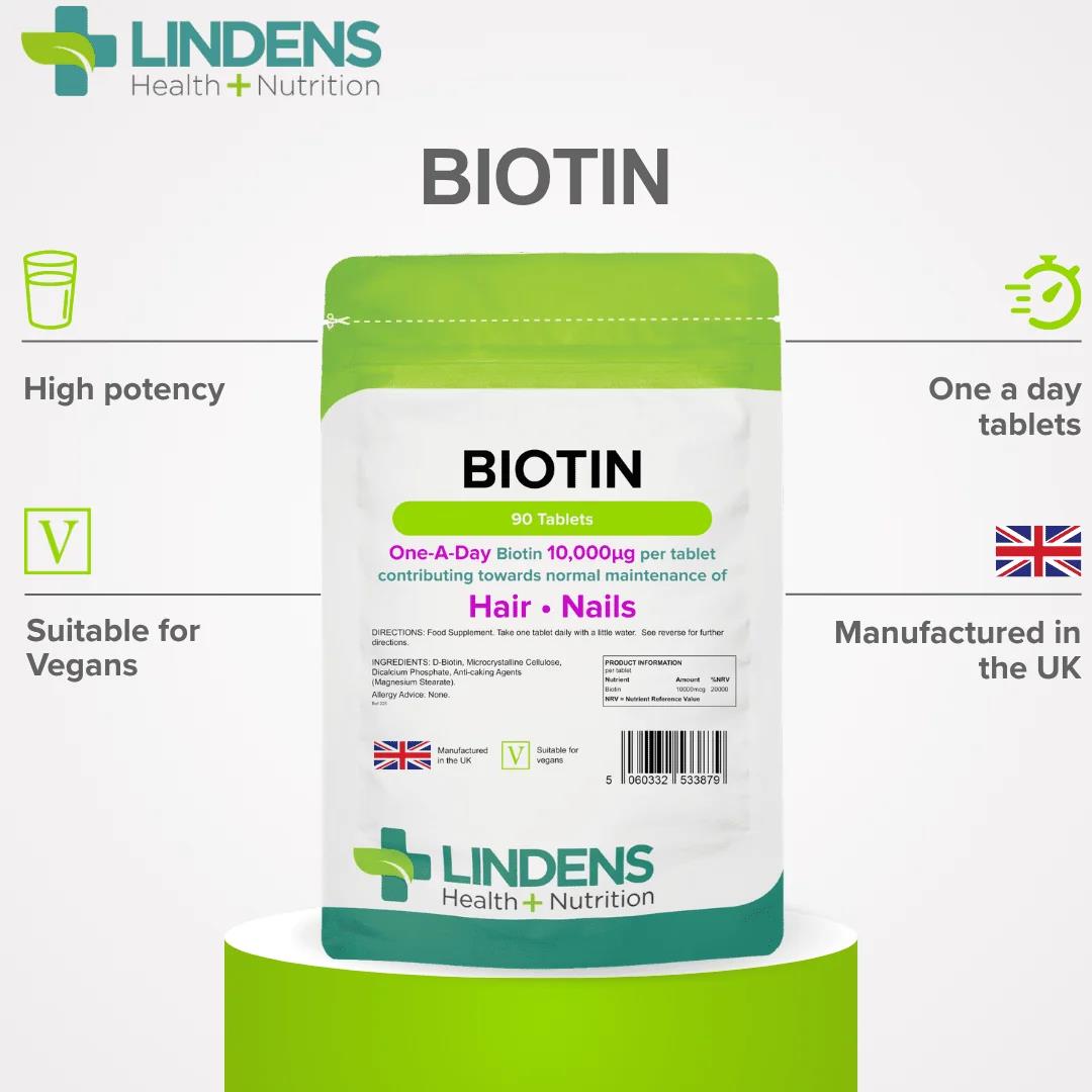 Lindens Biotin 10mg - 90 Tablets - image 3
