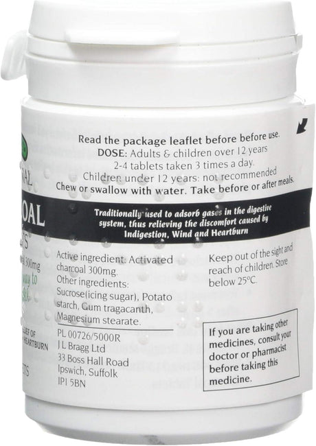 J.L Bragg's Medicinal Charcoal 100 Tablets - Pack of 2
