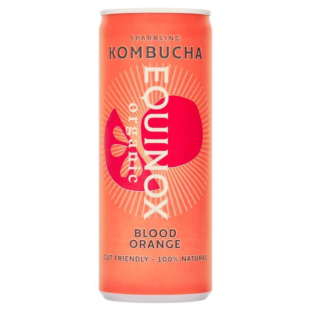 Equinox Kombucha Organic Kombucha Soft Drink Blood Orange can 250ml - 12 Pack