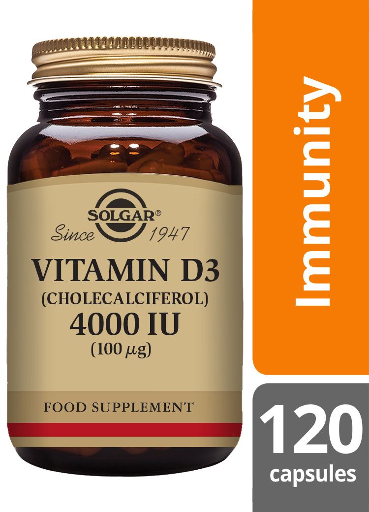 Solgar Vitamin D3 (Cholecalciferol) 4000 IU (100 µg) - 120 Vegicaps
