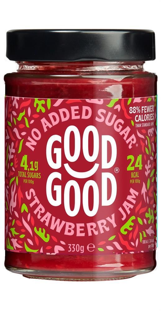 Good Good Strawberry Jam 330g - No Added Sugar - 6 Pack