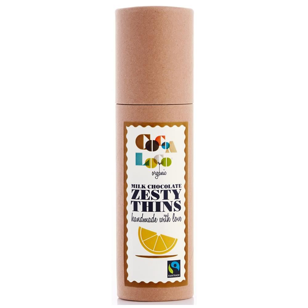 Cocoa Loco Organic F/T Zesty Orange & Milk Chocolate Thins 170g