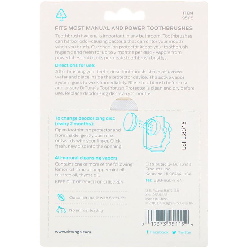 Dr Tung's Adults Snap-on Toothbrush Protection - 2 Pack
