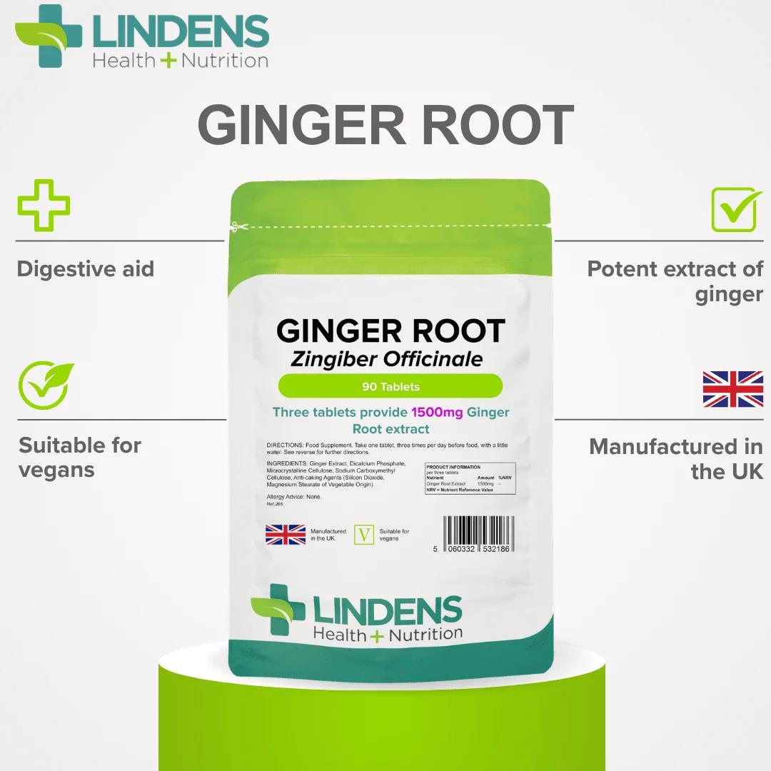 Lindens Ginger Root 500mg - 90 Tablets - image 3