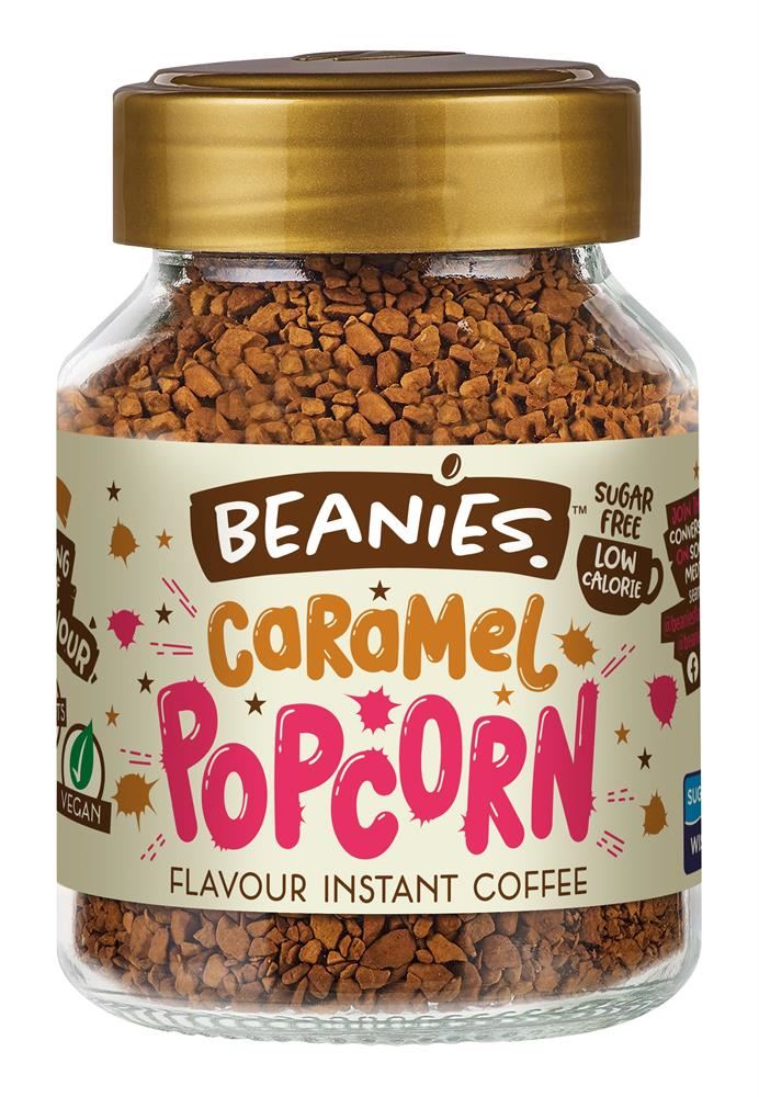 Beanies Coffee Beanies Caramel Popcorn Flavour Instant Coffee 50g - 6 Pack