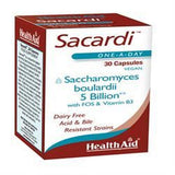 HealthAid Sacardi (Saccharomyces boulardii) 5billion +Vit B3+FOS 30 Vegicaps