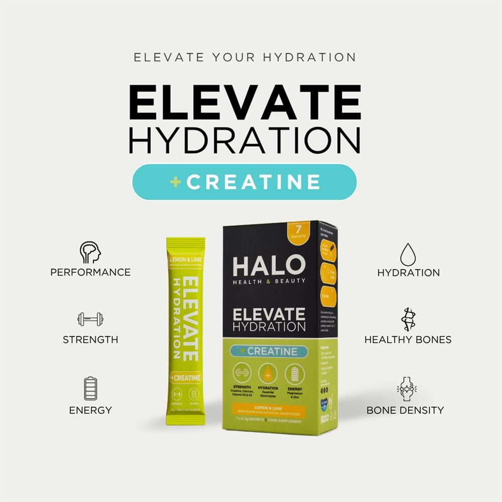 Halo ELEVATE ELECTROLYTES +CREATINE Lemon & Lime 7 Sachets