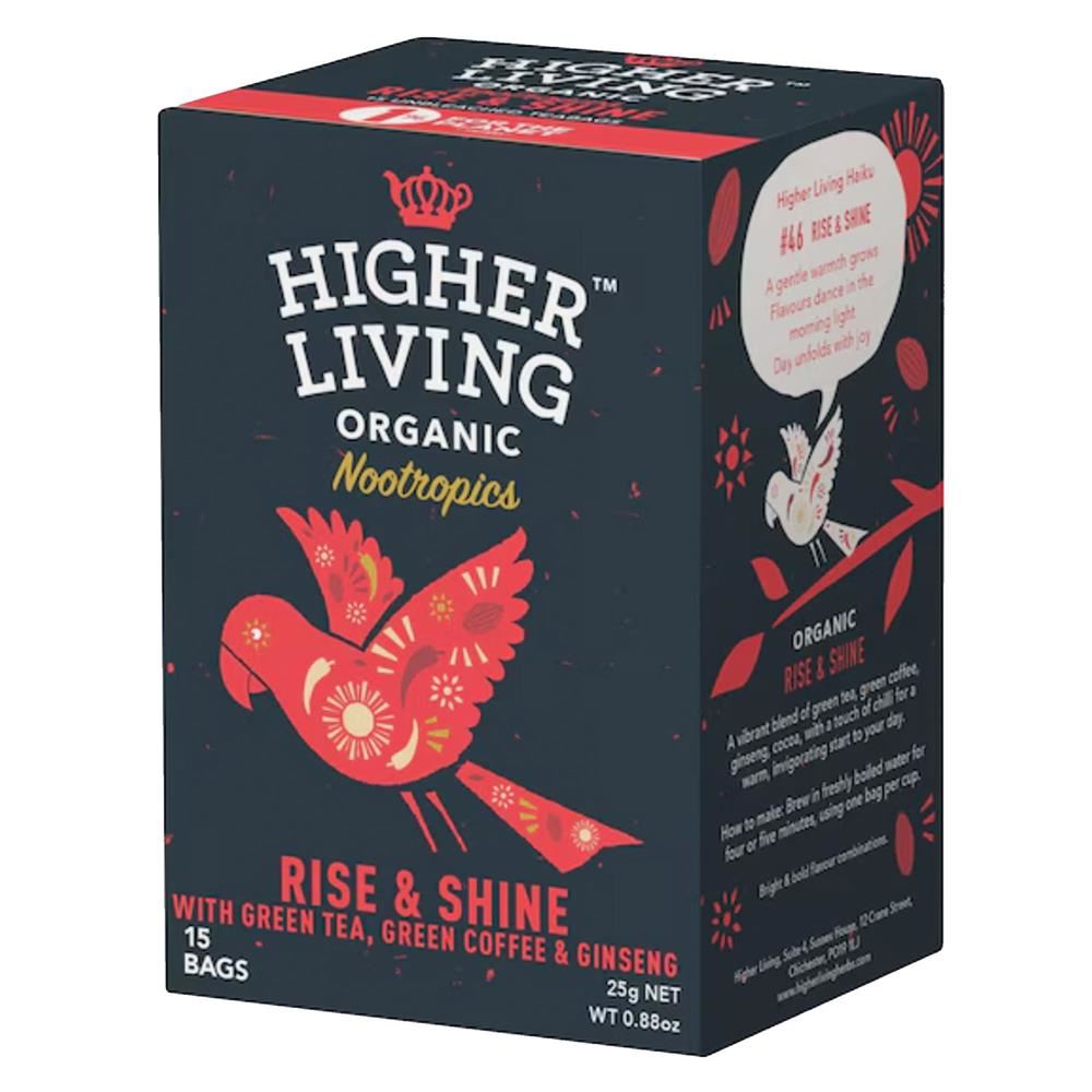 Higher Living Nootropics Rise and Shine Tea - 15 bags - 2 Pack
