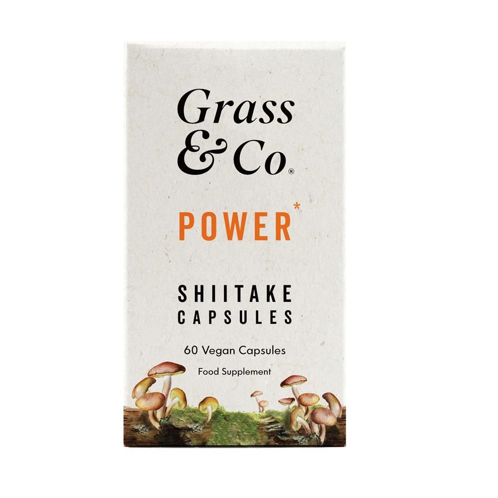 Grass and Co POWER Shiitake Mushrooms with Holy Basil + Iron 60 Vegan Capsules