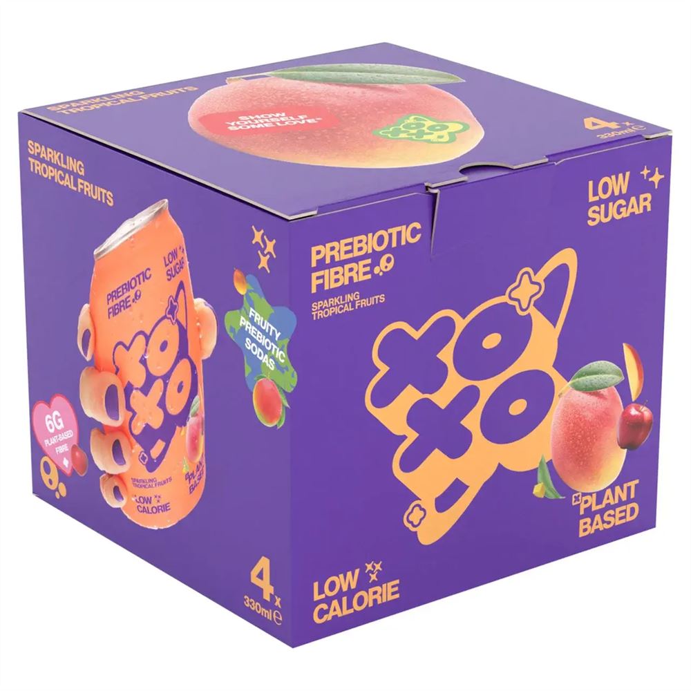 XOXO Soda Sparkling Tropical Prebiotic Soda 4x330ml Can