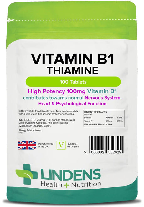 Lindens Vitamin B1 100mg - 100 Tablets