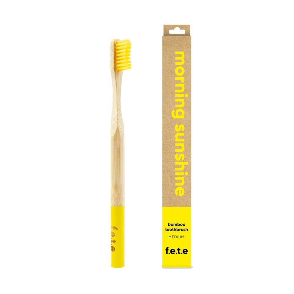 From Earth to Earth Bamboo Toothbrush Morning Sunshine - Yellow Medium 1 Unit