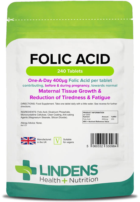 Lindens Folic Acid 400mcg - 240 Tablets