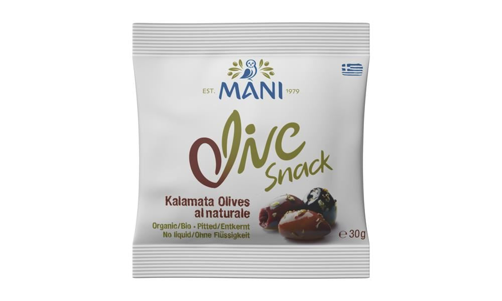 MANI Organic Snack Olives Kalamata 30g - 24 Pack
