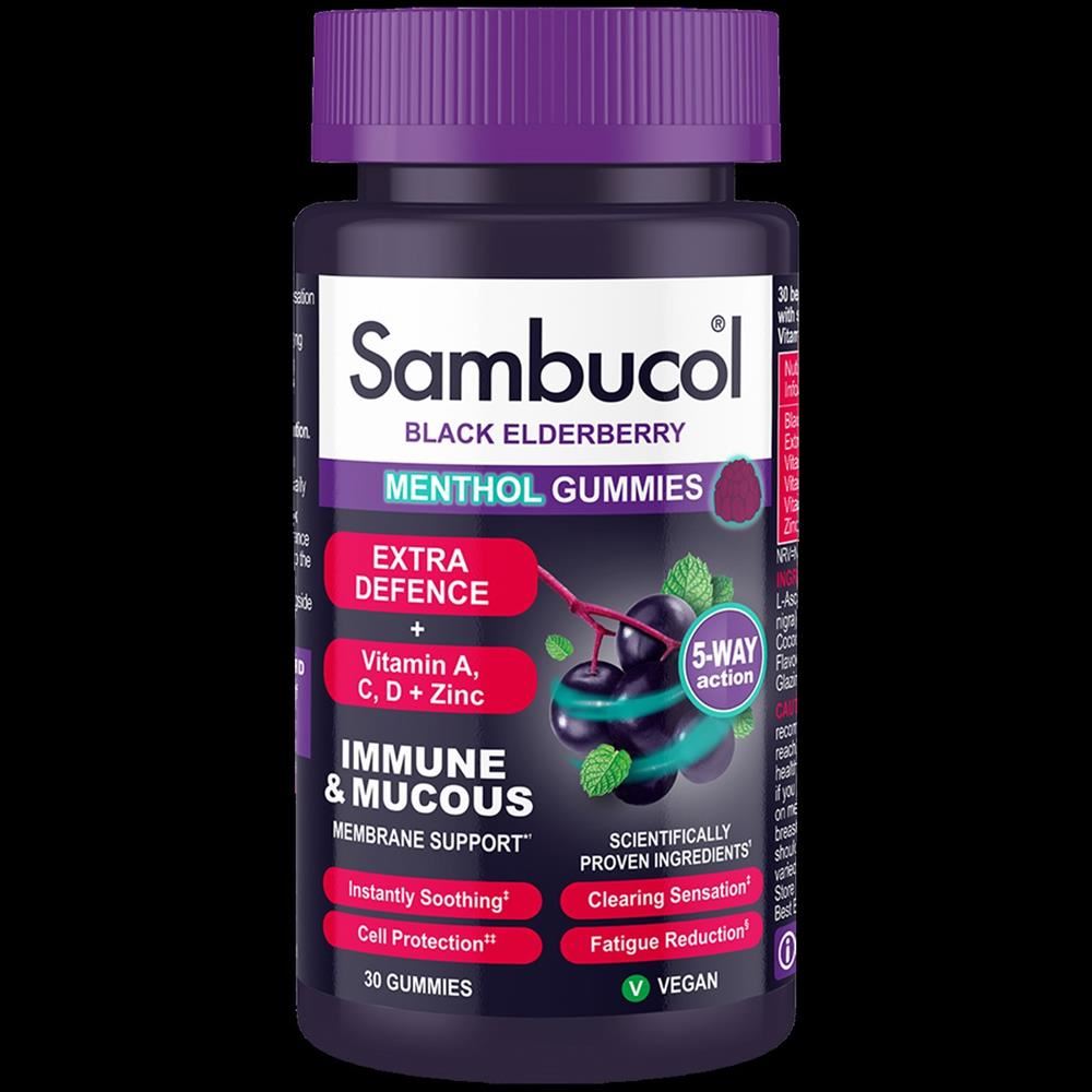 Sambucol Black Elderberry Extra Defence Menthol 30 Gummies